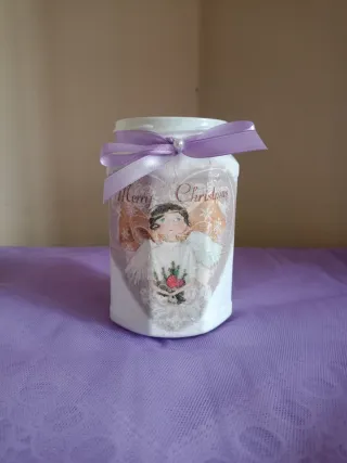 Barattolo Merry Christmas Angelo brillantini