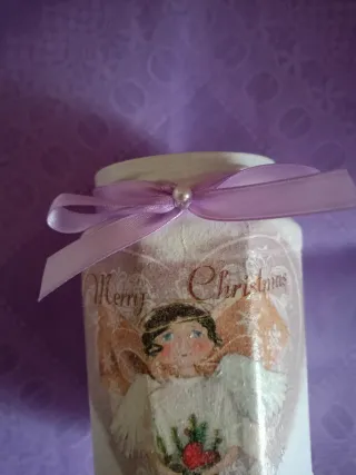 Barattolo Merry Christmas Angelo brillantini