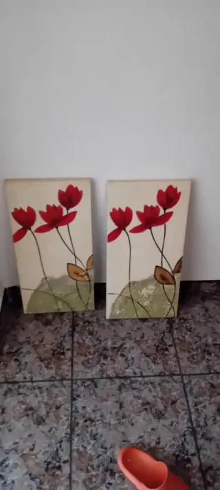 Juego de 2 cuadros decorativos flores