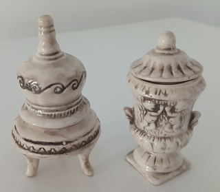 Coppia Vasi Contenitori Ceramica Smaltata