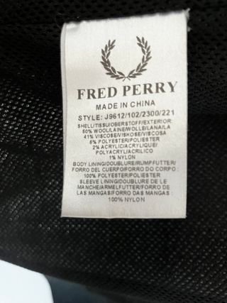 Chaqueta Fred Perry Lana Gris y Negra