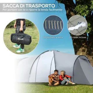 Tenda da Campeggio 5 Posti con 2 Camere Impermeabi