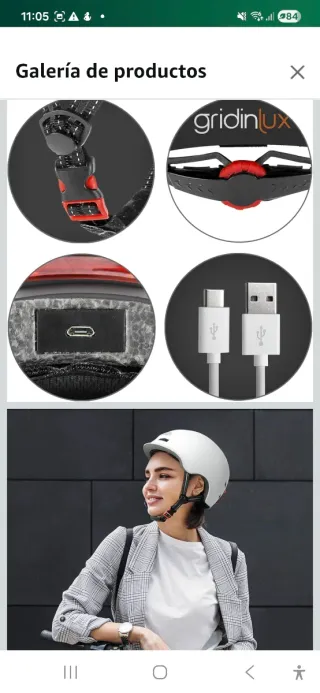 Casco Talla L Negro con Luz LED, nuevo sin usar!!