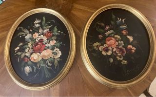 Coppia quadri natura morta olio su tela Masonite