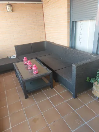 Conjunto Sofá y Mesa Terraza Jardín Ratan