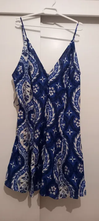 Vestido H&M T.XL de asas. Estampado Azul