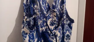 Vestido H&M T.XL de asas. Estampado Azul