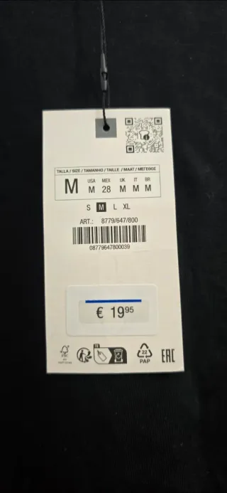 Camiseta Zara Negra Bordada Talla M