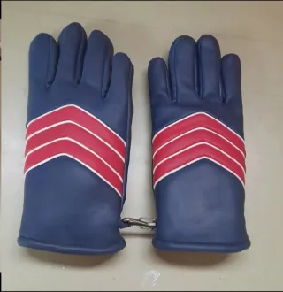 Guantes vintage nieve niño azul/rojo