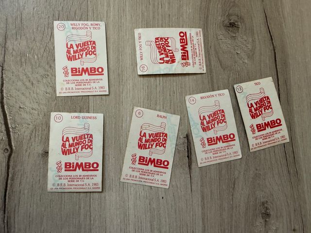 6 cromos Bimbo - La vuelta al mundo de Willy Fog