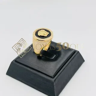 SELLO REDONDO ONIX MEDUSA. Oro 18k.