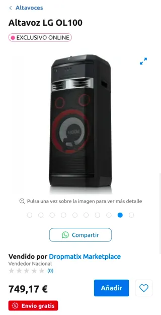 Altavoz LG OL100 2000W RMS