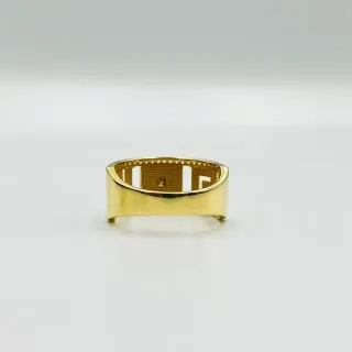 ANILLO MEDUSA ONIX GRECA Y CIRCONITAS. Oro 18k.