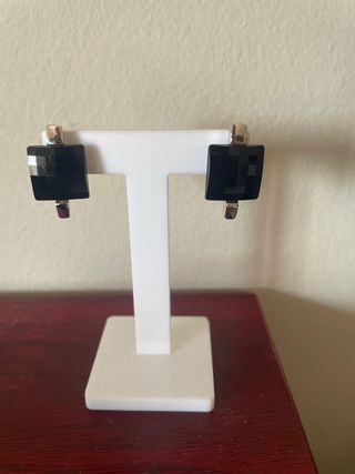 Pendientes Ónix Negro y rodio