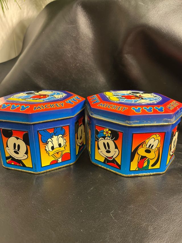 2 Latas metálica, vintage. Disney, Mickey y Amigos