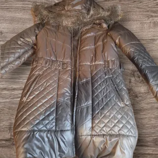 Abrigo niña talla 16 marrón dorado