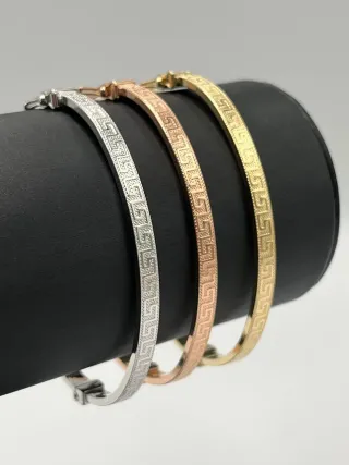 SEMANARIO 3 PULSERAS RIGIDAS GRECA HUECA.