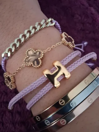 Pulsera Hermes H Roja y Dorada