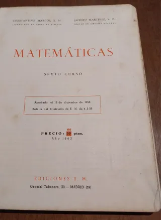 Libro 1963 "Matemáticas" 6° curso