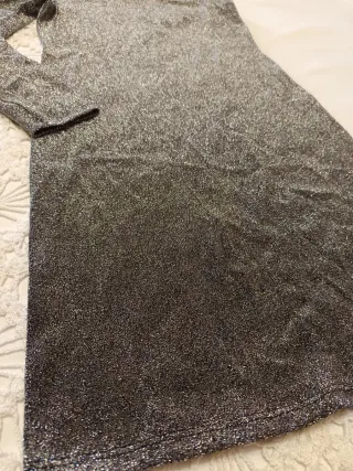 Vestido fiesta elástico plateado