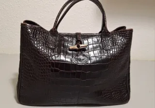 Bolso de mano Longchamp Marrón Cocodrilo
