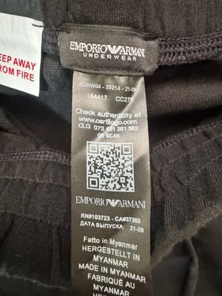 Pantalones Jogger Armani Talla M/L Negro