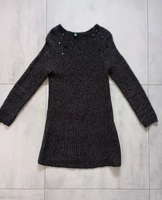 Vestito maglia grigio e nero