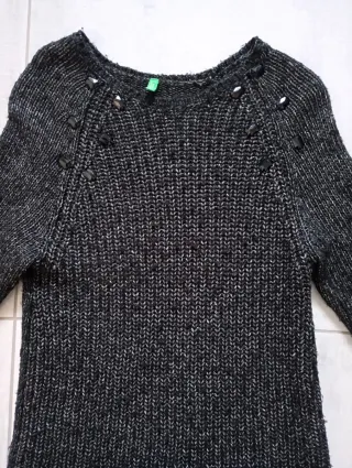 Vestito maglia grigio e nero