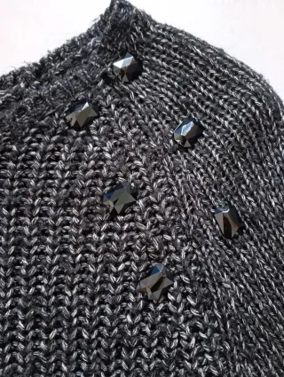 Vestito maglia grigio e nero