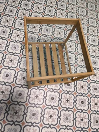 Mesa auxiliar madera y cristal