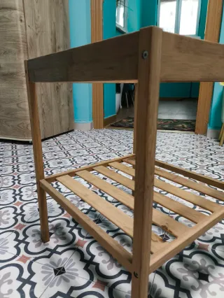 Mesa auxiliar madera y cristal