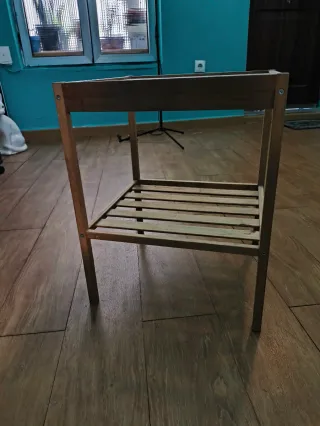 Mesa auxiliar madera y cristal