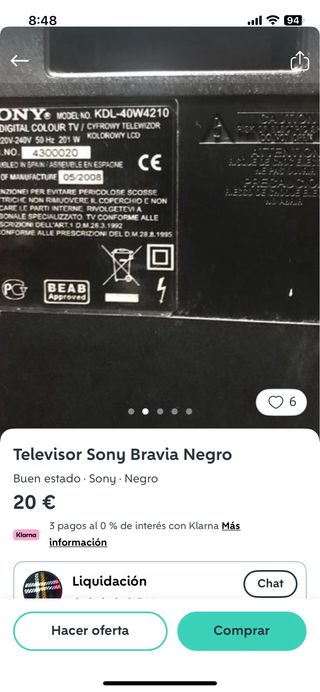 Televisor Sony KDL-40EX520 con mando universal