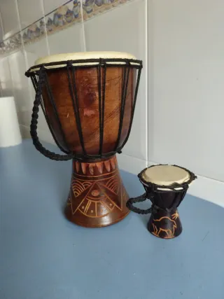 Pareja Djembes Artesanales Madera