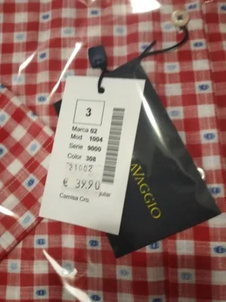 Camisa CARAVAGGIO cuadros roja talla M