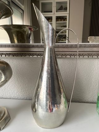 2 Jarrones grandes Plateados Vintage Metal