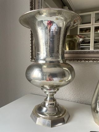 2 Jarrones grandes Plateados Vintage Metal