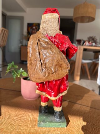 Figura Santa Claus Papel Maché Vintage