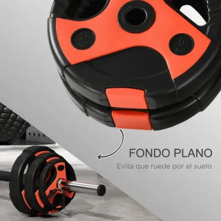 Juego de pesas con barra y 6 discos