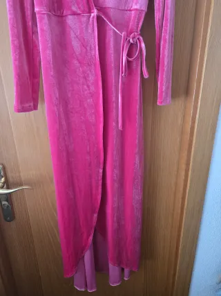 Vestido largo rosa terciopelo