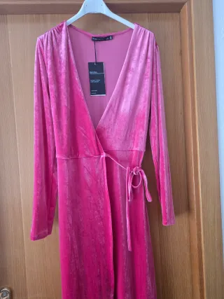 Vestido largo rosa terciopelo