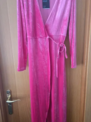 Vestido largo rosa terciopelo