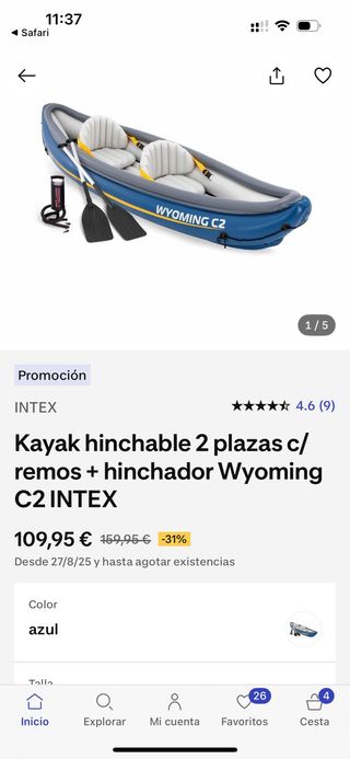 Kayak hinchable 2 plazas Wyoming C2