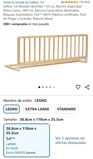 Barrera Cama Madera Safety 1st 110cm de madera