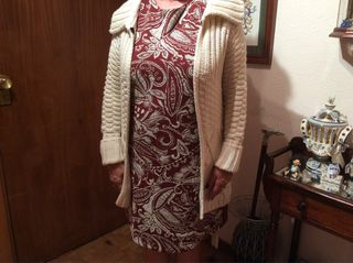 Chaquetón crudo de punto con cinturón