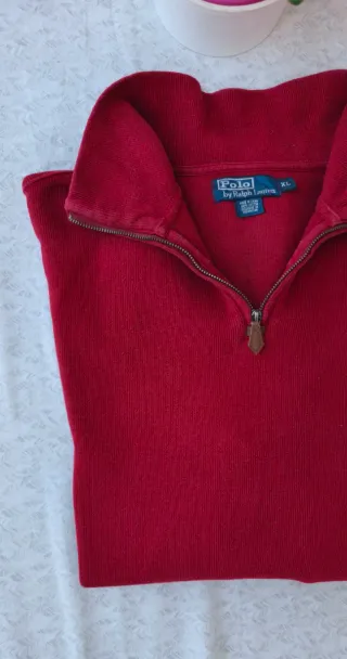 Maglione Polo Ralph Lauren 1/4 Zip XL Rosso