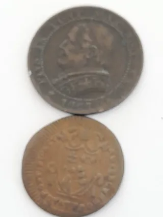 Lotto 2 monete Stato Pontificio quattrino/soldo