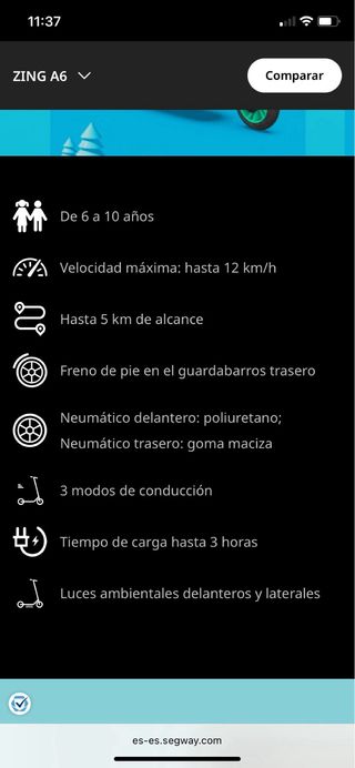 Patinete eléctrico niño Ninebot Segway