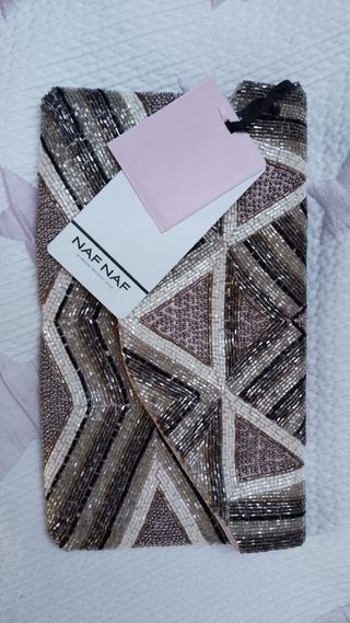 Bolso NAF NAF fiesta dorado y plateado