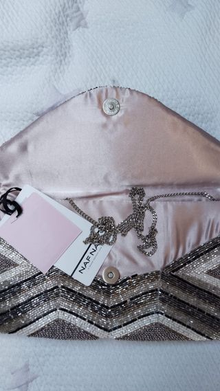 Bolso NAF NAF fiesta dorado y plateado